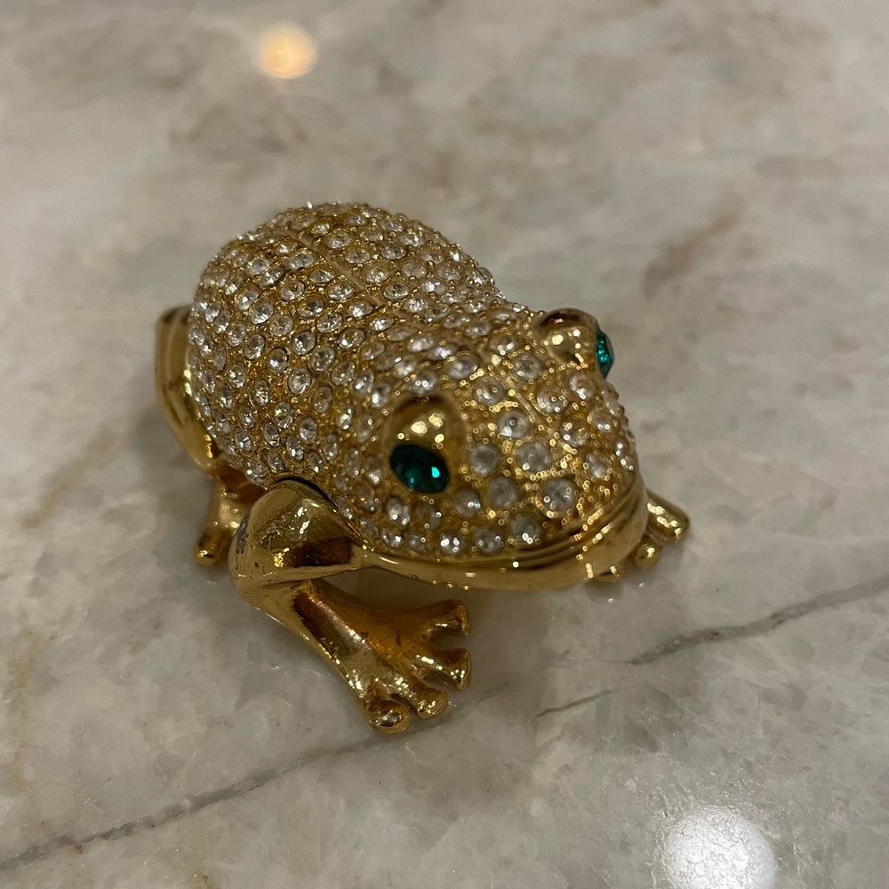 Gold Frog Figurine Keepsake Box Made With Crystals Alexander Kalifano